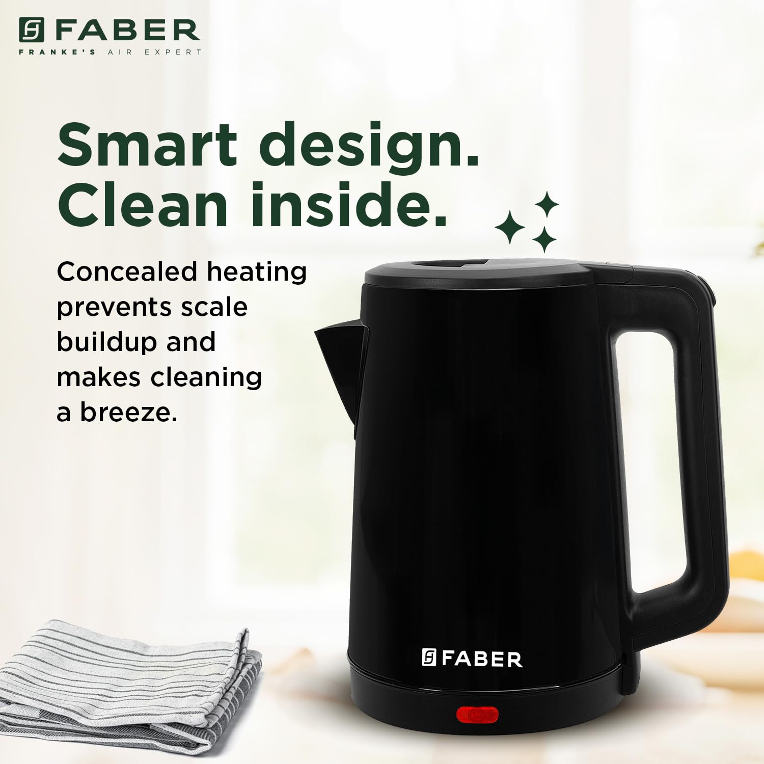 Faber Electric Water Kettle 1.8L 1500W 3x Protection Auto Off